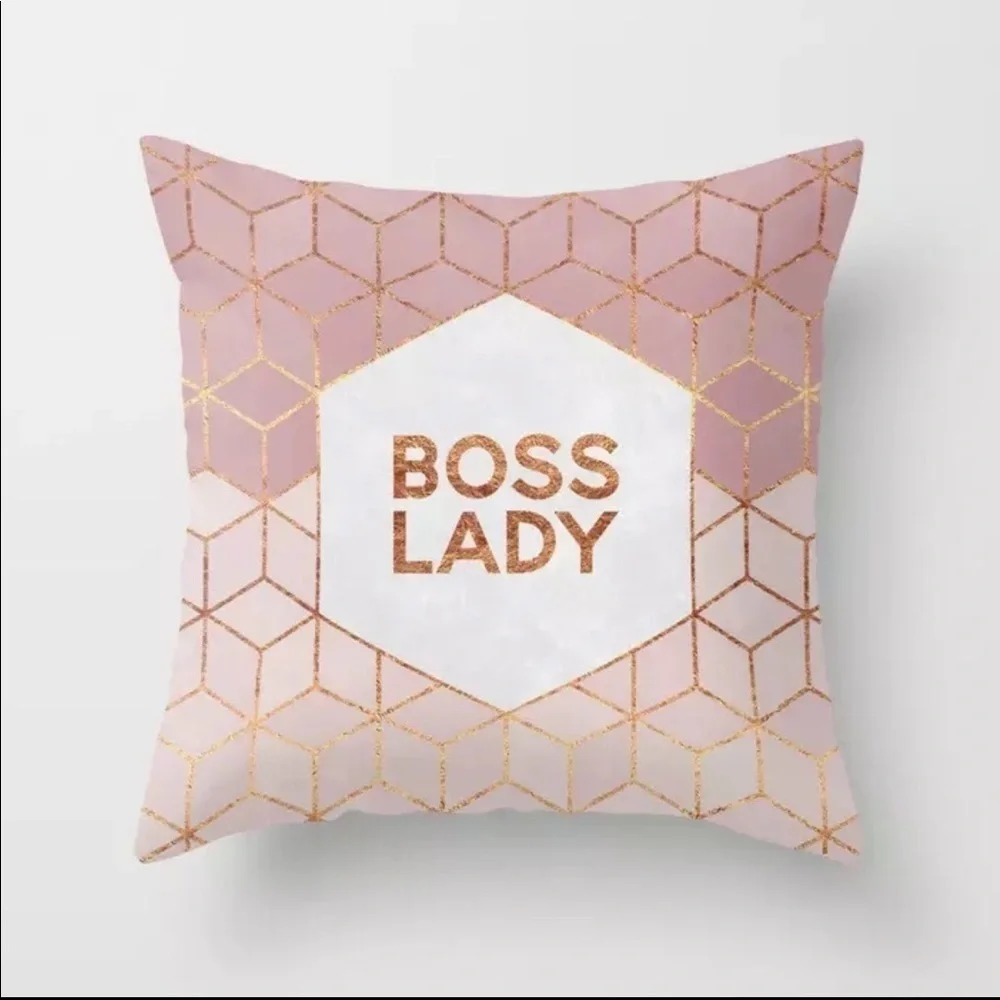 NEW! Boss Lady Geometric Printed Pillow Cover